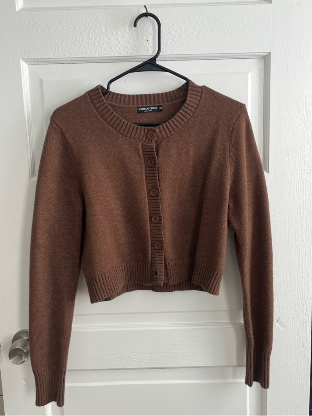 Chocolate Brown Cropped Button Cardigan